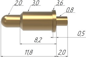 MPP2118 Подпружиненный контакт (pogo-pin) диаметром иглы 2,0мм длина 11,8мм