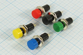 Выключатель кнопочный с фиксацией SPST, ON-OFF, синего цвета, 220В/2А, d10мм; №2656 B ПКн\250\ 2,0\SPST\d12\мет\ син\\2C\PBS-16A\