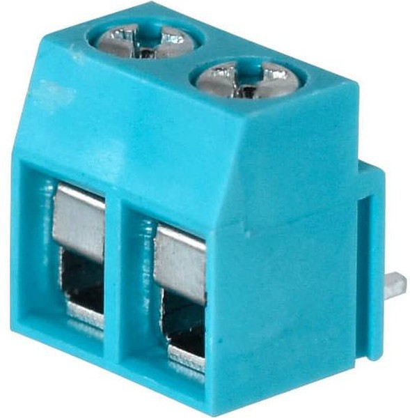 TB003V-500-P02BE, Fixed Terminal Blocks Terminal block, screw type, 5.00 , vertical, 2 poles, CUI Blue, Philip's head screw, PCB mount