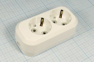 Разъем питания AC розетка x2,250 B, 16 A, на кабель, белый