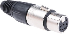 NC6FX, Cable Mount XLR Connector, Female, 50 V, 6 Way, Silver over Nickel Plating