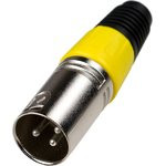 1-503 YE, разъем XLR 3 контакта штекер металл цанга на кабель желтый