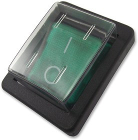 C1353ALGNCB, Rocker Switches C1353ALY T.BLK GRN 230V WHT COVER