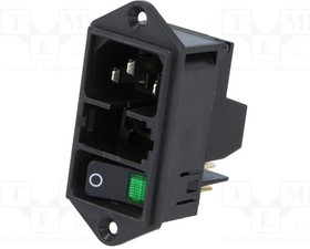 DD11.0124.1111, AC Power Entry Modules Green illumination QC 10A No Drawer