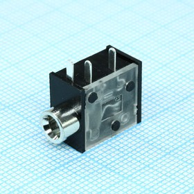 ST-215N-04-NB, (Стерео гн. 3.5 мм), Стерео аудио гнездо (СТ) 3.5мм на плату