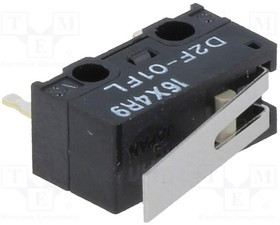D2F01FL, Switch Snap Action N.O./N.C. SPDT Hinge Lever 0.1A 30VDC 0.25N Thru-Hole PC Pins
