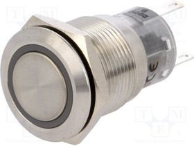 V19-11R-220B-S, Переключатель: антивандальный, Пол: 2, SPDT, 0,5A/220ВAC, 1A/24ВDC