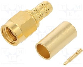 SMA1111A13G150, Вилка, SMA, "папа", прямой, 50Ом, обжим, на провод, тефлон, позолота