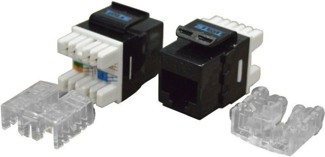 Модуль Keystone RJ45, кат.6, UTP, 180 градусов, черный, TWT-OK45UTP180/6-BK