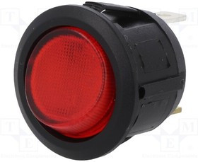 R13-112B-02-BR, ROCKER; SPST; Pos: 2; ON-OFF; 20A/14VDC; red; LED; 14V; 50m?; -20?85°C