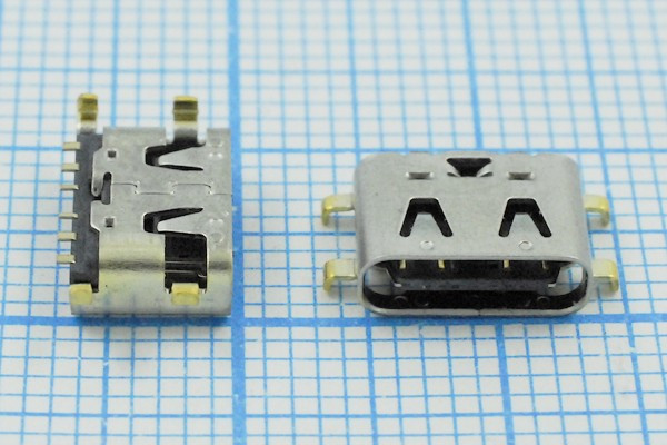 Разъем USB розетка, тип C 3.1, контакты на плату, угловой, USB3.1TYPE-C 12PF-075