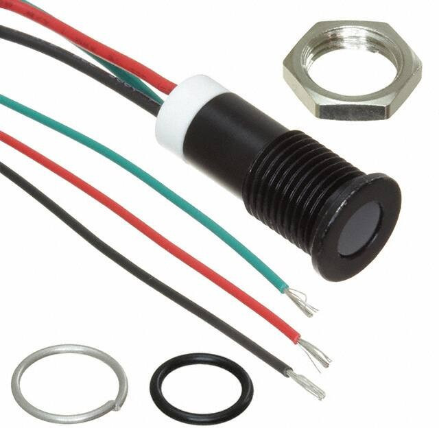 Q8F7BZZRYG02E, PANEL INDICATOR, RYG, 8MM, WIRE LEAD