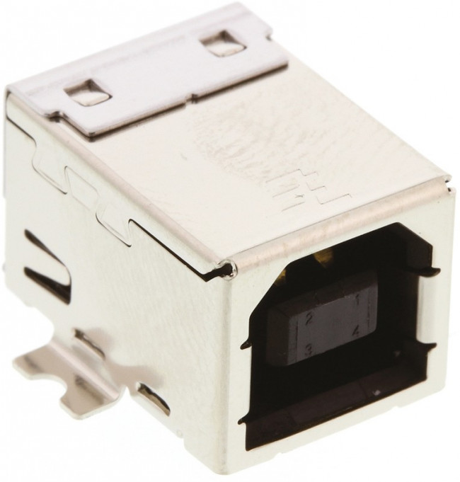 1-1734346-1, USB Connectors R/A SMT B W/post BLK