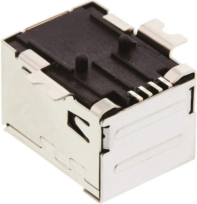1-1734346-1, USB Connectors R/A SMT B W/post BLK