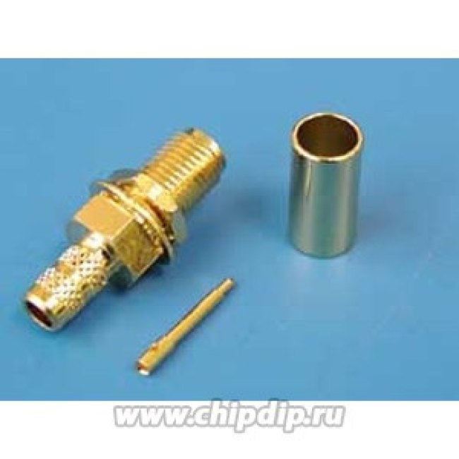 RP-SMA-C58PG, Разъем RP-SMA вилка на кабель RG-58, обжимной, позолоченный, Amphenol, R901-9863-04RFX