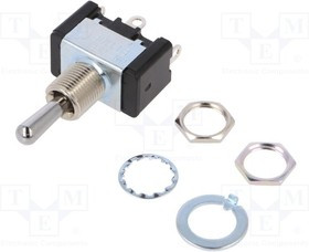 ET110E12-Z, Переключатель: тумблер, Пол: 3, SP3T, ON-OFF-ON, 10A/125ВAC