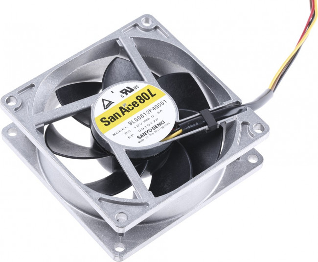 9LG0812P4G001, DC Fans Axial, 80x80x25mm, 12VDC, 0.3mmAq, Ribless, Long Life 180Khr, 4xWire, Tach/PWM