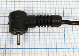 Разъем питания DC вилка, D2.0 d0.5 L7, 2C, L 1м, угловой