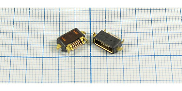 Гнездо micro USB, Тип AB, угловое, 5 контактов, SMD на плату; №12639 гн microUSB \AB\5P4C\плат\ угл\SMD\microUSB AB-5SAD