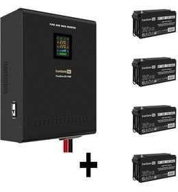 EX296686RUS, Комплект ИБП EX296005RUS + батарея 65Aч EX282980RUS 4шт (инвертор, синус, для котла, настенный) ExeGate FineSine SX-7000.LCD.AV