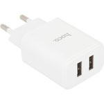 Блок питания (сетевой адаптер) HOCO C62A с 2 USB портами 2,1 A белый