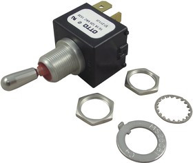 T7-211J5, Рычажный переключатель, IP68s, Выкл.-(Вкл.), DPST, Без Подсветки, Серия T7, Панель, 16 А