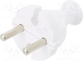 WT-2/WH, Разъем: питания AC; "папа"; вилка; 2P; 230ВAC; 10А; белый