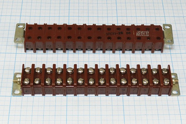 Клеммник, плата соединительная, 28 контактов с винтом, 150x16x25,8мм, 4 крепежных отверстия; №9481 клеммн ПС\28Cвинт\ 150x16x25,8\\4отв\3ПС1