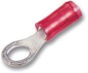 1-320551-4, Клемма с кольцевым наконечником, M4, #8, 18 AWG, 0.9 мм², Серия PIDG, Красный, Белый