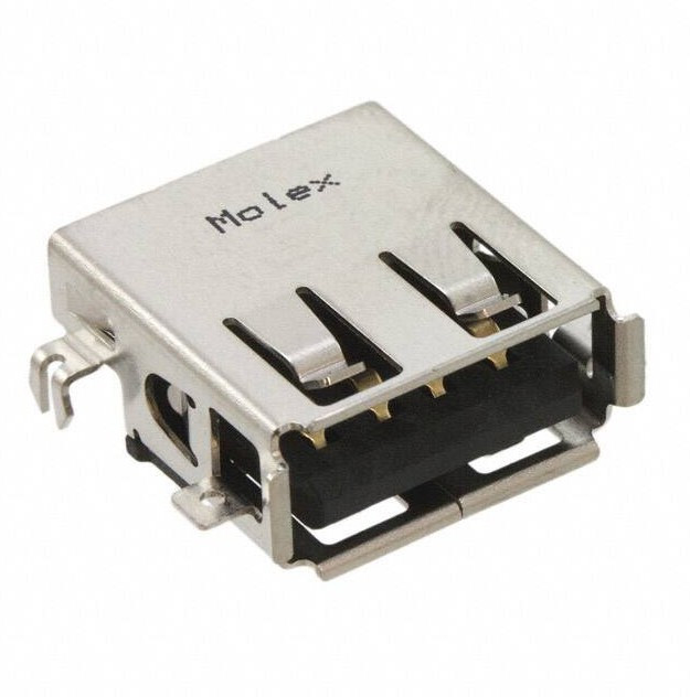 48258-0002, USB Type A, USB-A 2.0 Receptacle, Right Angle, 4 Poles 48258-0002, USB Type A, USB-A 2.0 Receptacle, Right Angle, 4 Poles