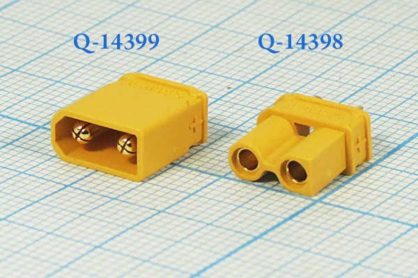 Штекер силового питания XT-30M на три контакта, 15А; №14399 штек пит DC XT30\2C\\каб\\XT-30M