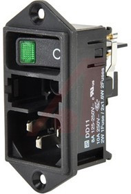 DD11.0114.1110, Разъем питания AC, гнездо, "папа", 10А, 250В AC, IEC 60320