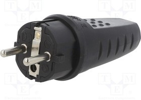 PD.3158L, Разъем: питания AC; "папа"; вилка; 2P+PE; 250ВAC; 16А; черный; PIN: 3