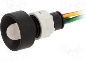 LRGY-D10-24AC/DCWK, Индикат.лампа: LED, вогнутый, 24ВDC, 24ВAC, Отв: d13мм, IP40