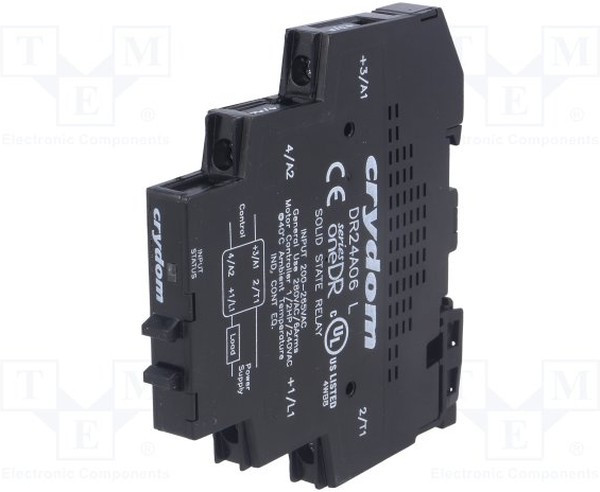 DR24A06, Реле: полупроводниковое, Uупр: 200-280ВAC, 6А, 24-280ВAC, DIN, IP00