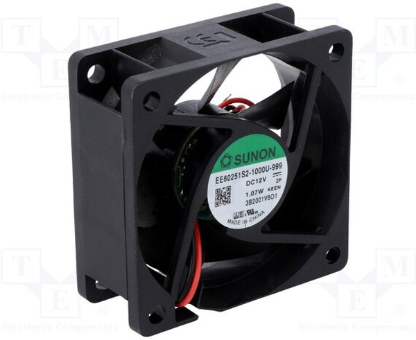 EE60251S2-1000U-999, Axial Fan DC 60x60x25mm 12V 37.8m³/h