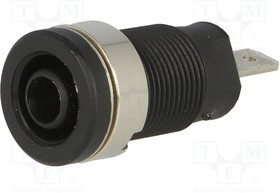 SEB6450-SW, Гнездо, "банан" 4мм, 24А, 1кВ, черный, никелированные, на панель