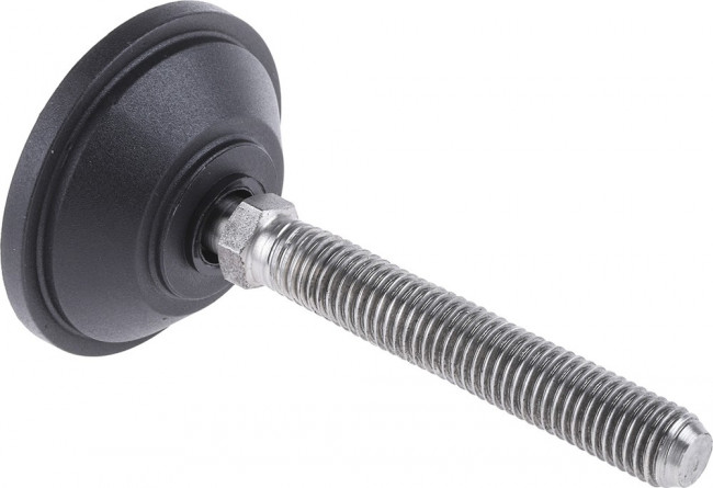 A095/029, M12 PA Reinforced Nylon Adjustable Foot, 600kg Static Load Capacity 10° Tilt Angle