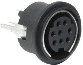 MD-50SV, Circular DIN Connectors mini-DIN, 5P jack, vertical, panel mount