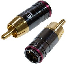 1-256G RED, штекер RCA металл на кабель, красный "позолоченный"