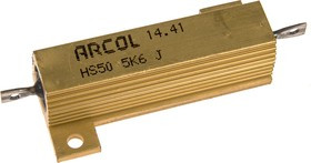 HS50 5K6 J, 5.6k 50W Wire Wound Chassis Mount Resistor HS50 5K6 J ±5%