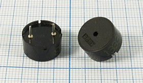 Излучатель звука пьезоэлектрический без генератора 12.7x 7мм, 1~30В, 4,0 кГц, шаг 7.5мм; зп 12,7x 7\