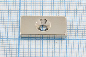 Магнит 20,0x10,0x 3/отв d3, параллелепипед, Ni