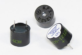 Зуммер магнитоэлектрический с генератором, размер 12x10, напряжение 12В, частота 2.3кГц, контакты 2P