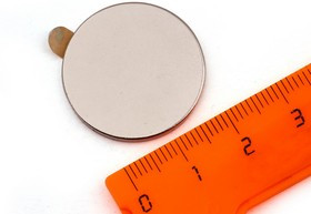 Неодимовый магнит диск 25х2 мм с клеевым слоем