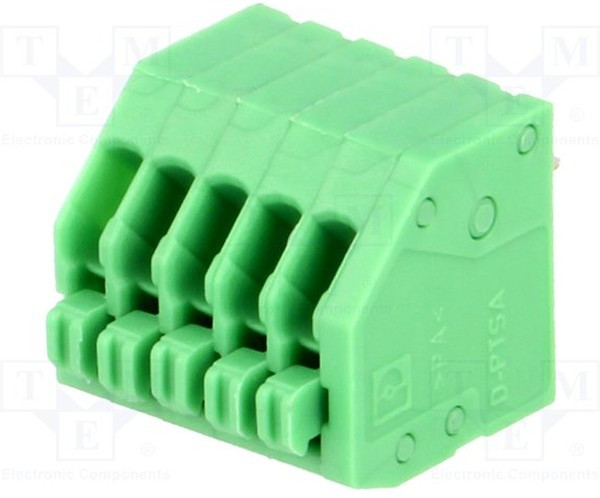 PTSA0,5/ 5-2,5-Z, Клеммная колодка типа провод к плате, 2.5 мм, 5 вывод(-ов), 26 AWG, 20 AWG, 0.5 мм², Вставной