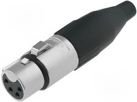 AC4F, XLR Connectors 4 Pole XLR Female Cable Connector Machined Contacts Nickel Finish