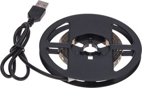 141-2002, Лента светодиодная 5В, SMD2835, 4,8Вт/м, 60 LED/м, 2700K, 8мм, 2м, с USB коннектором, черная, IP20 L