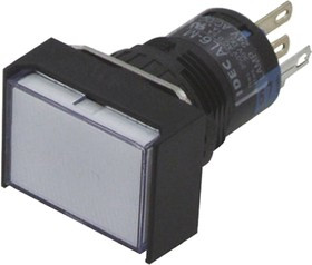 AL6H-M14-JW, Illuminated Push Button Switch, Momentary, Panel Mount, 16mm Cutout, SPDT, White LED, 250V, IP40