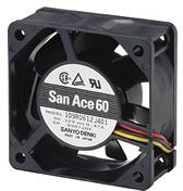 109R0624S401, DC Fans Axial Fan, 60x60x25mm, 24VDC, 23CFM, 1.92W, 33dBA, Ball, 3 Lead Wire, Tach